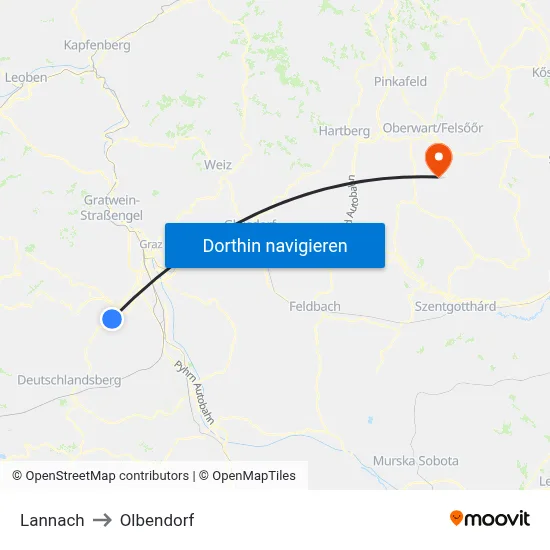Lannach to Olbendorf map