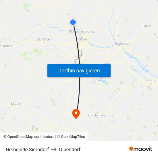 Gemeinde Sierndorf to Olbendorf map