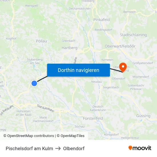 Pischelsdorf am Kulm to Olbendorf map