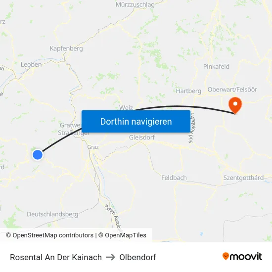 Rosental An Der Kainach to Olbendorf map