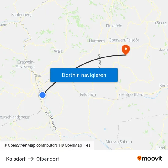 Kalsdorf to Olbendorf map