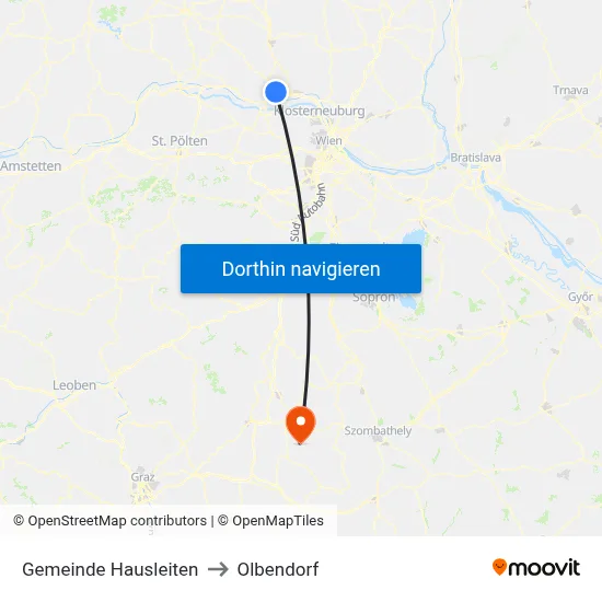 Gemeinde Hausleiten to Olbendorf map