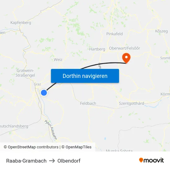 Raaba-Grambach to Olbendorf map