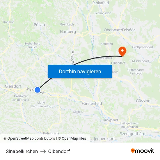 Sinabelkirchen to Olbendorf map