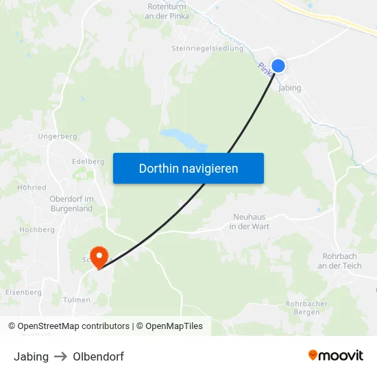 Jabing to Olbendorf map