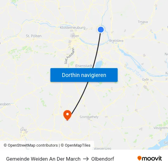 Gemeinde Weiden An Der March to Olbendorf map