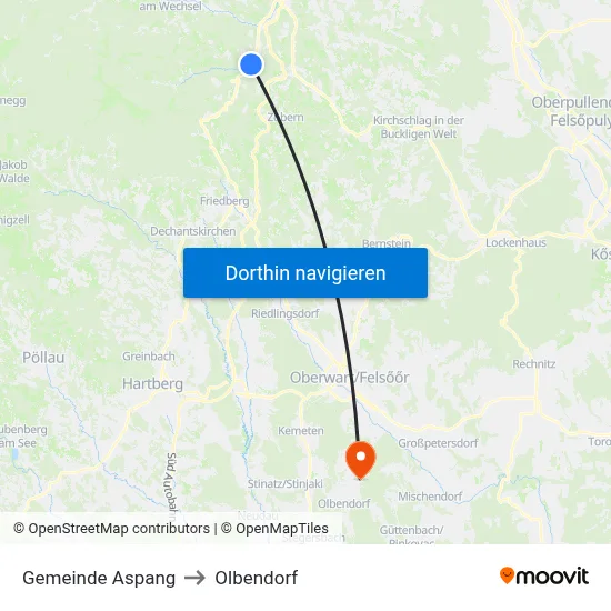 Gemeinde Aspang to Olbendorf map