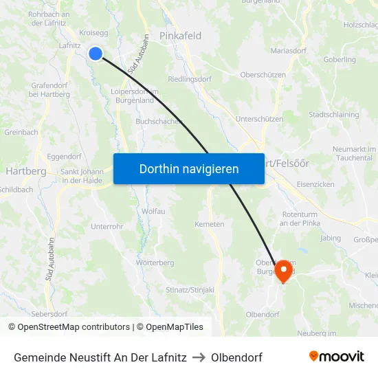 Gemeinde Neustift An Der Lafnitz to Olbendorf map