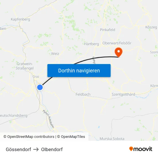 Gössendorf to Olbendorf map
