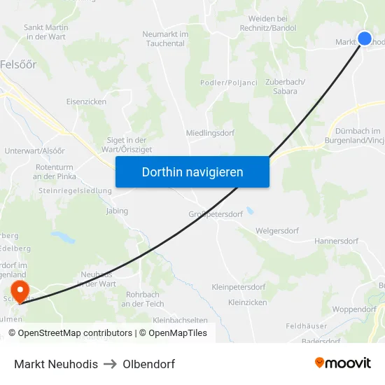 Markt Neuhodis to Olbendorf map