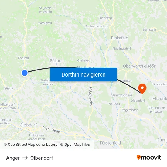 Anger to Olbendorf map