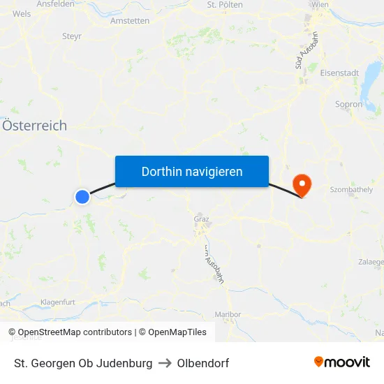 St. Georgen Ob Judenburg to Olbendorf map
