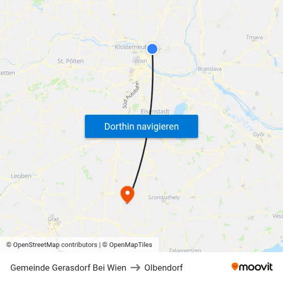 Gemeinde Gerasdorf Bei Wien to Olbendorf map