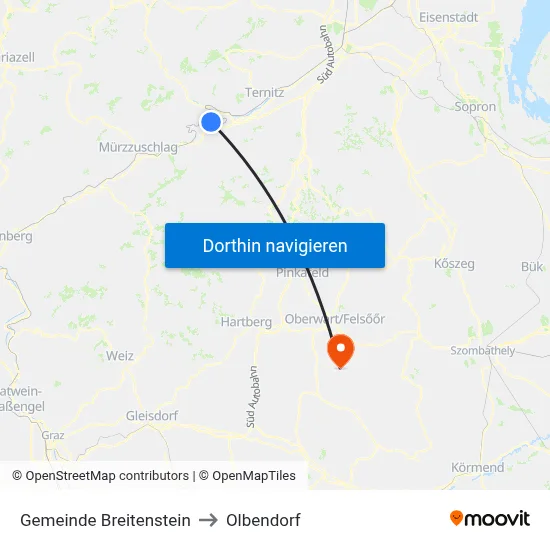 Gemeinde Breitenstein to Olbendorf map