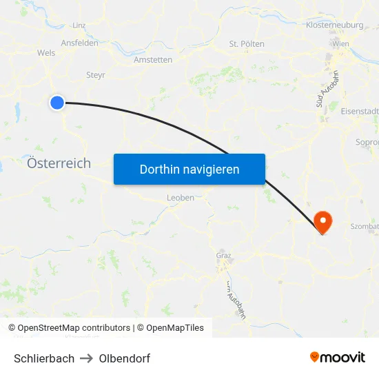 Schlierbach to Olbendorf map