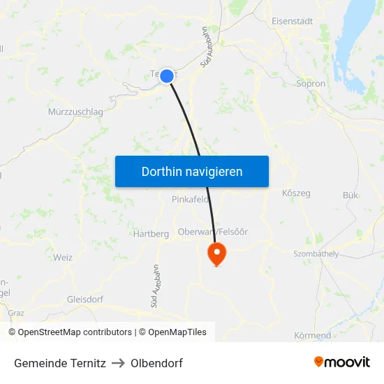 Gemeinde Ternitz to Olbendorf map