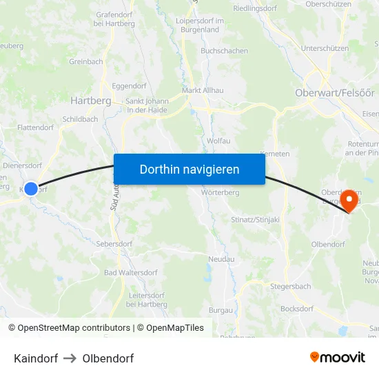 Kaindorf to Olbendorf map