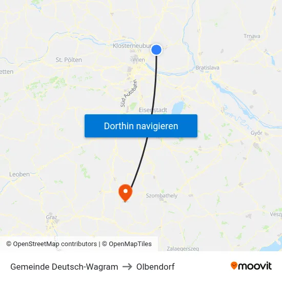 Gemeinde Deutsch-Wagram to Olbendorf map
