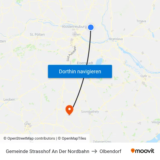 Gemeinde Strasshof An Der Nordbahn to Olbendorf map
