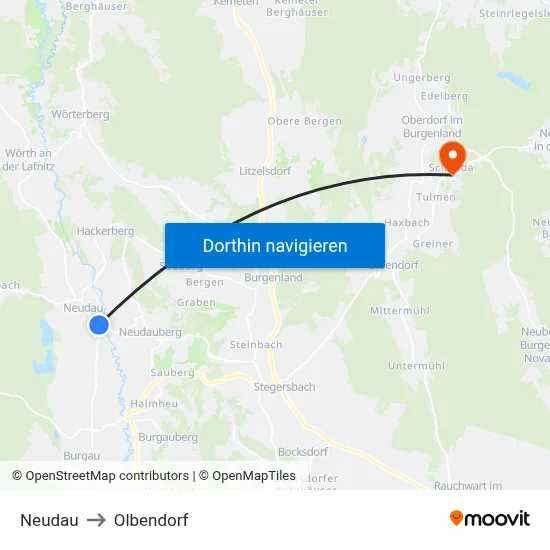 Neudau to Olbendorf map