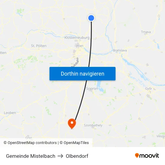 Gemeinde Mistelbach to Olbendorf map