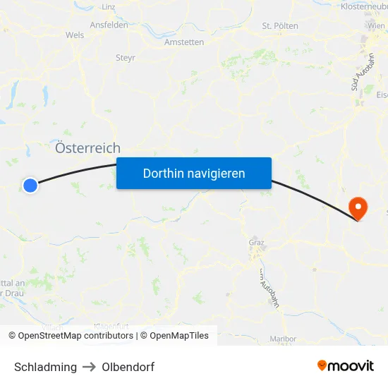 Schladming to Olbendorf map