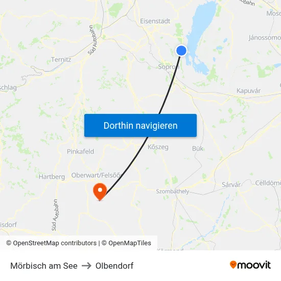 Mörbisch am See to Olbendorf map