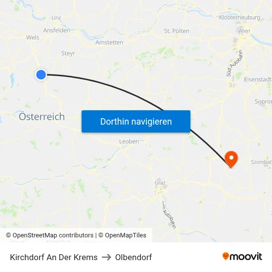 Kirchdorf An Der Krems to Olbendorf map