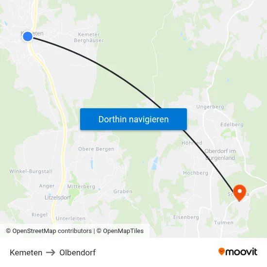 Kemeten to Olbendorf map
