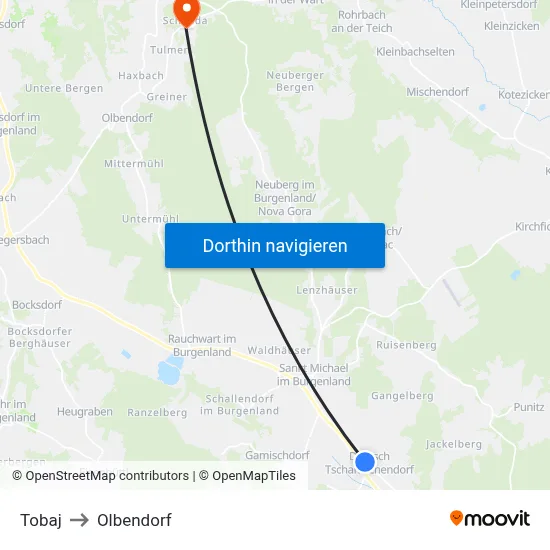 Tobaj to Olbendorf map