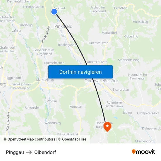Pinggau to Olbendorf map