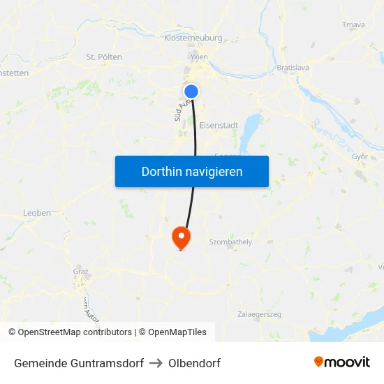 Gemeinde Guntramsdorf to Olbendorf map