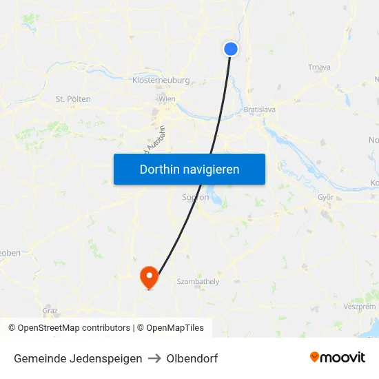 Gemeinde Jedenspeigen to Olbendorf map