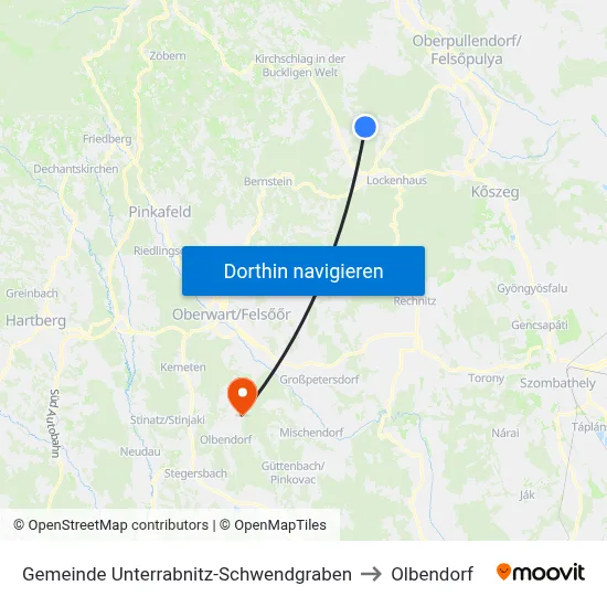 Gemeinde Unterrabnitz-Schwendgraben to Olbendorf map