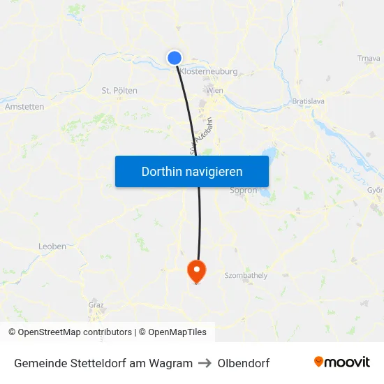 Gemeinde Stetteldorf am Wagram to Olbendorf map