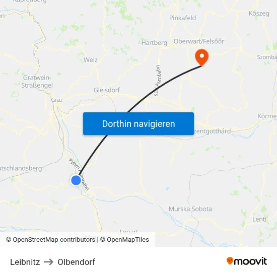 Leibnitz to Olbendorf map