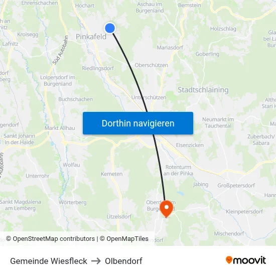 Gemeinde Wiesfleck to Olbendorf map