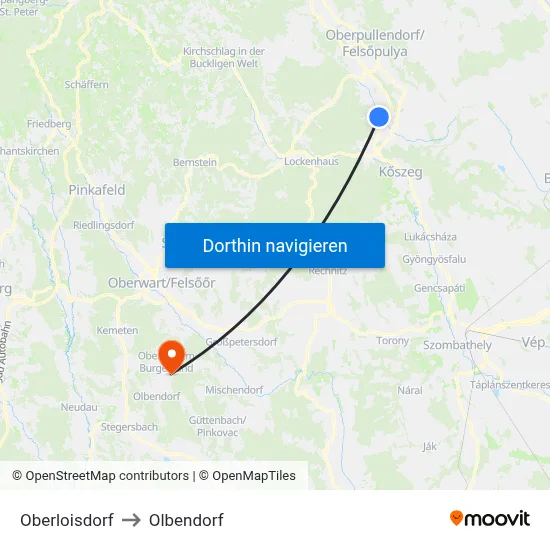 Oberloisdorf to Olbendorf map