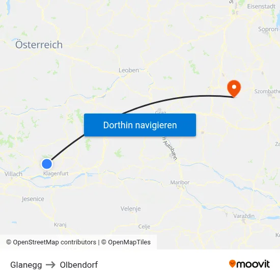 Glanegg to Olbendorf map