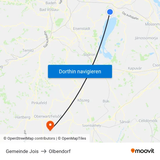 Gemeinde Jois to Olbendorf map