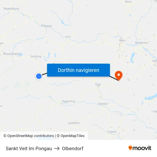 Sankt Veit Im Pongau to Olbendorf map