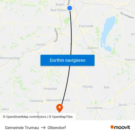 Gemeinde Trumau to Olbendorf map