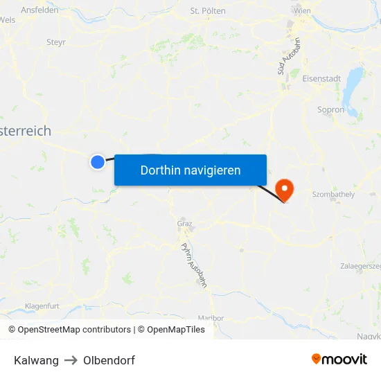 Kalwang to Olbendorf map