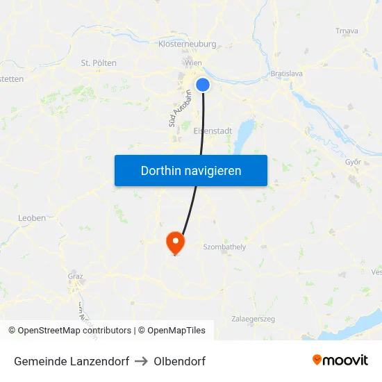 Gemeinde Lanzendorf to Olbendorf map