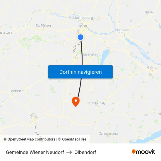 Gemeinde Wiener Neudorf to Olbendorf map