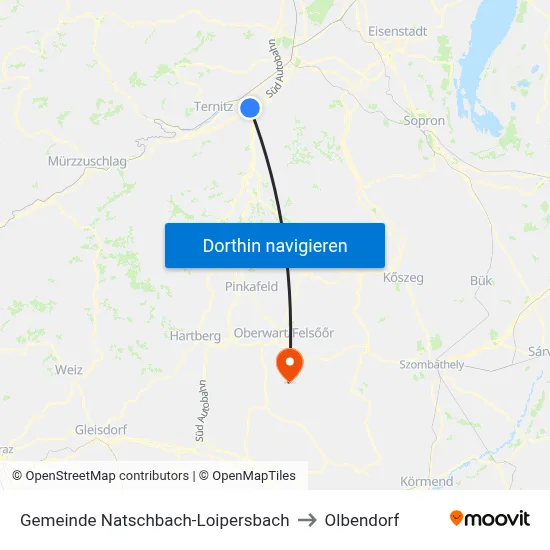 Gemeinde Natschbach-Loipersbach to Olbendorf map