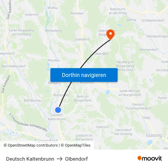 Deutsch Kaltenbrunn to Olbendorf map
