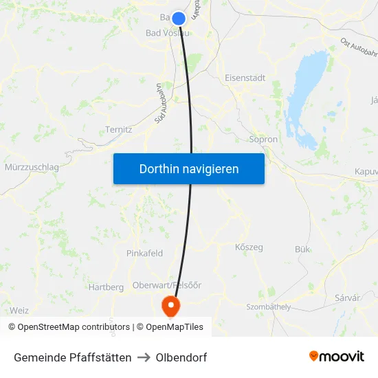 Gemeinde Pfaffstätten to Olbendorf map