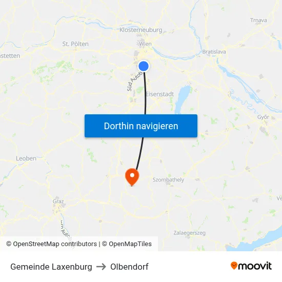 Gemeinde Laxenburg to Olbendorf map