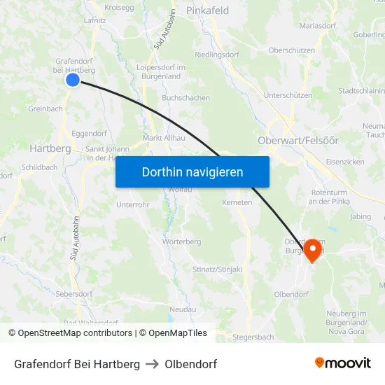 Grafendorf Bei Hartberg to Olbendorf map